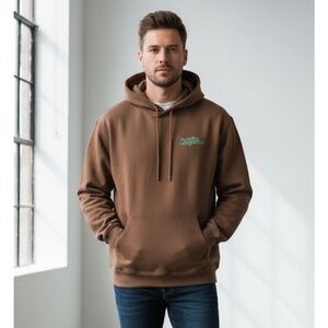 Men’s Size LARGE NWOT Brown Hoodie with Embroidered Logo: Team Oregon